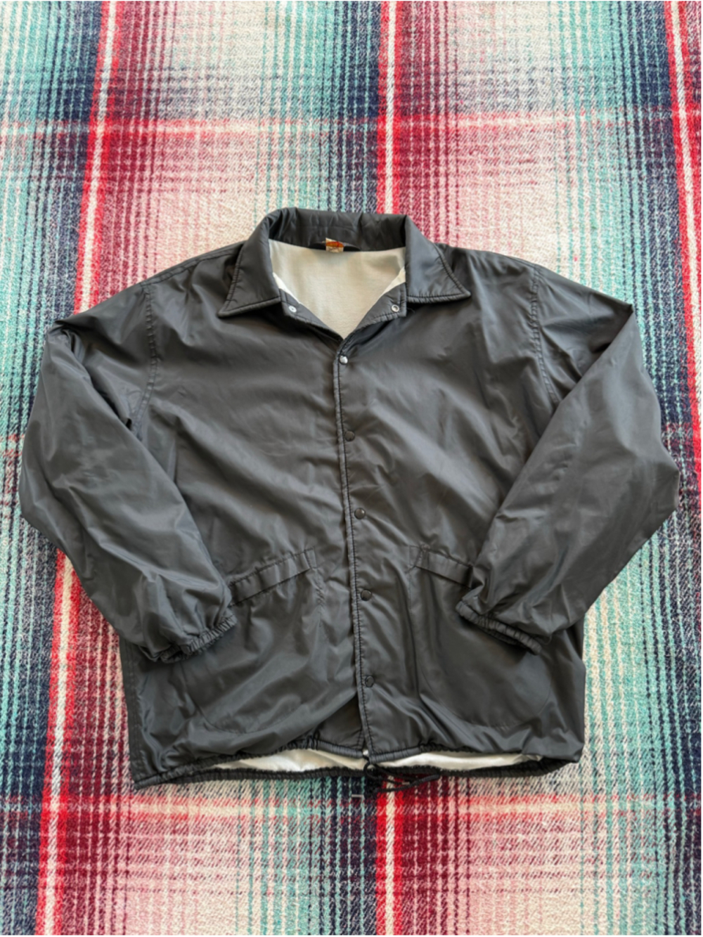 Vintage Sun Sentinel Florida News Black Windbreaker L